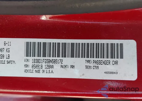 2011 Dodge Avenger Mainstreet из США, поврежденный, VIN 1B3BD1FG5BN585172